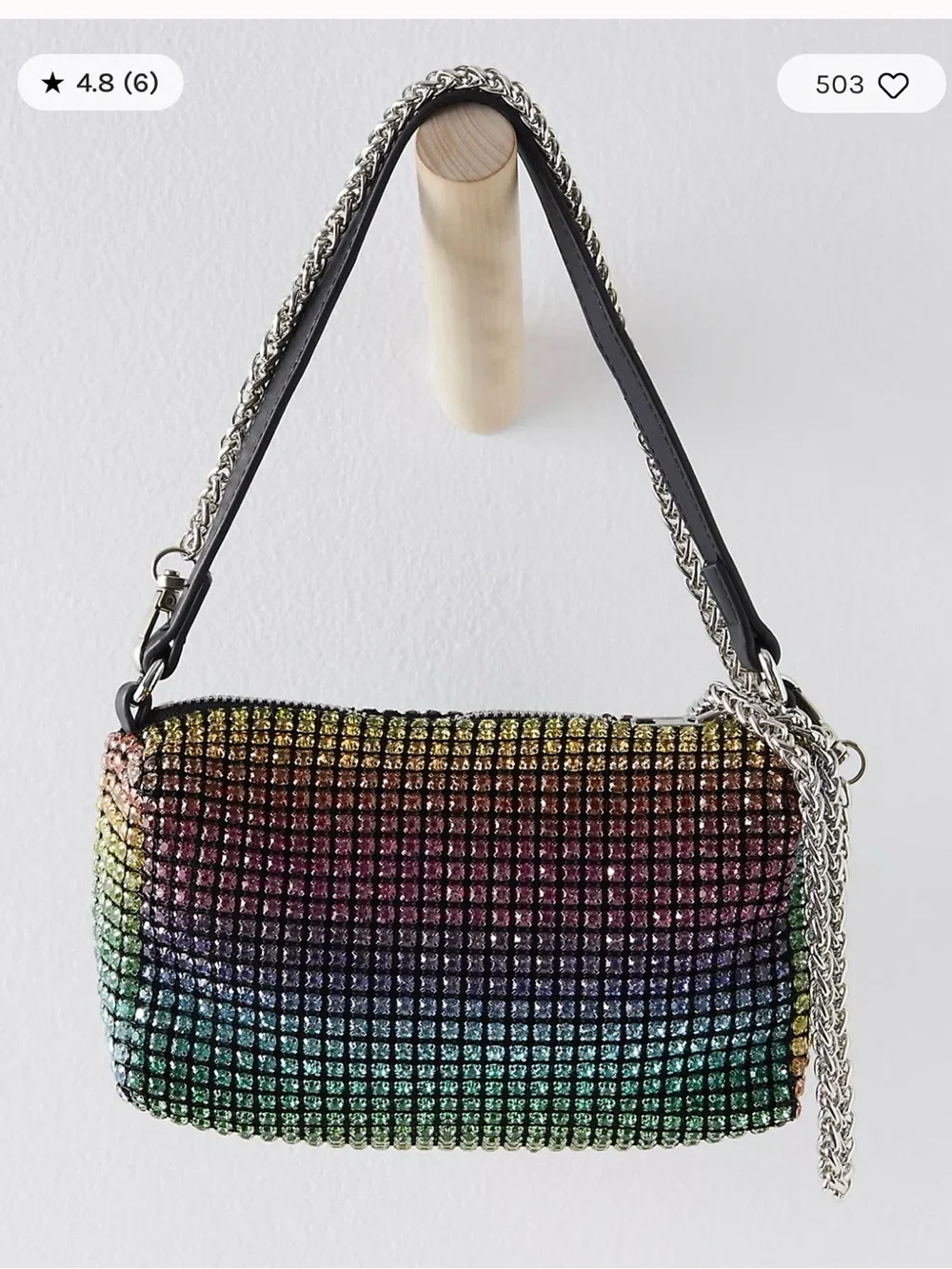 Free People Rainbow Prism Clutch with a shoulder chain NWT